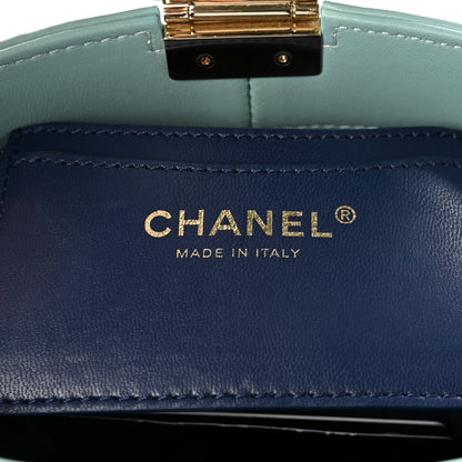 Chanel Lambskin Resin Elegant Chain Vanity Case Light Blue 6 of 10