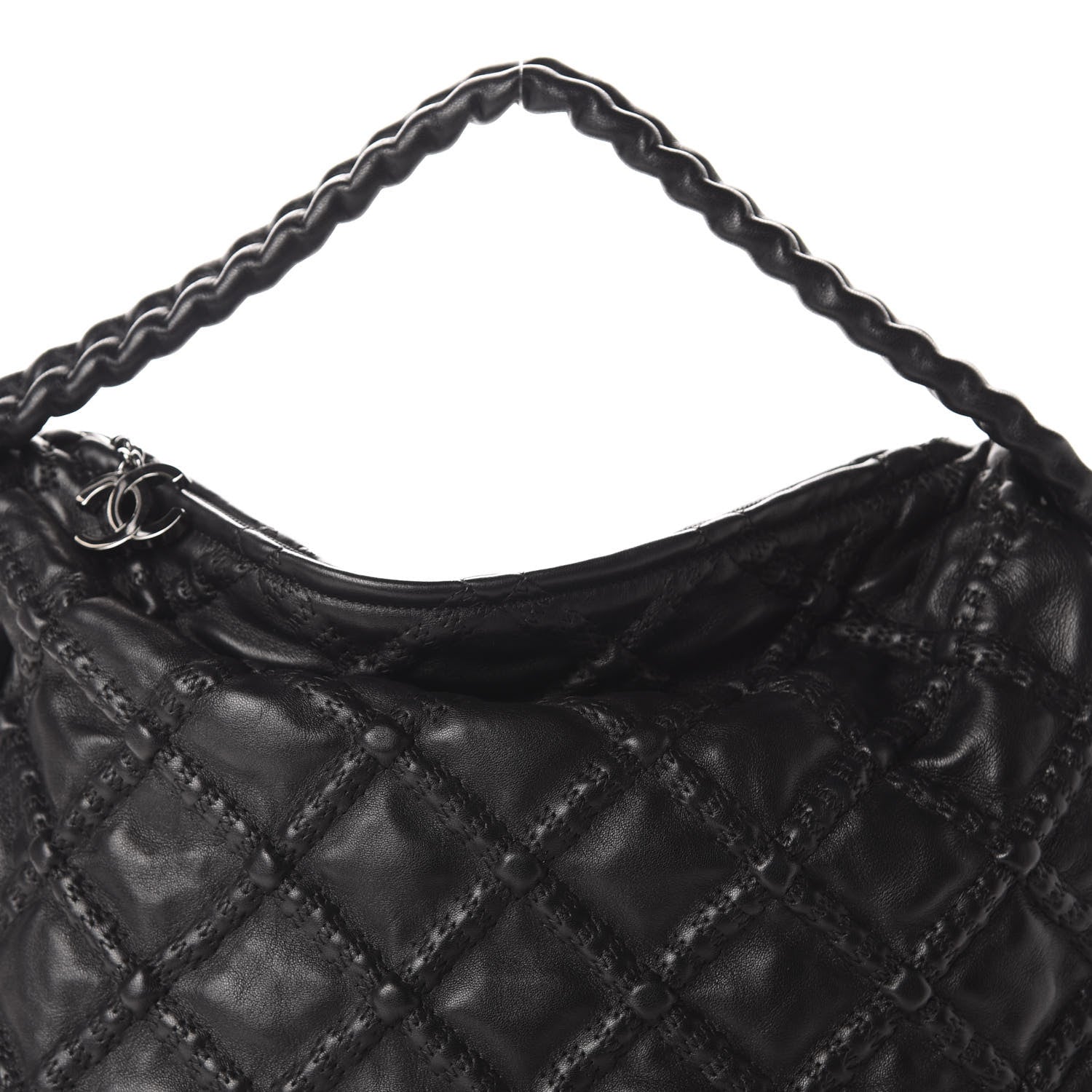 Chanel Quilted Lambskin Hidden Chain Hobo Black 10 of 10