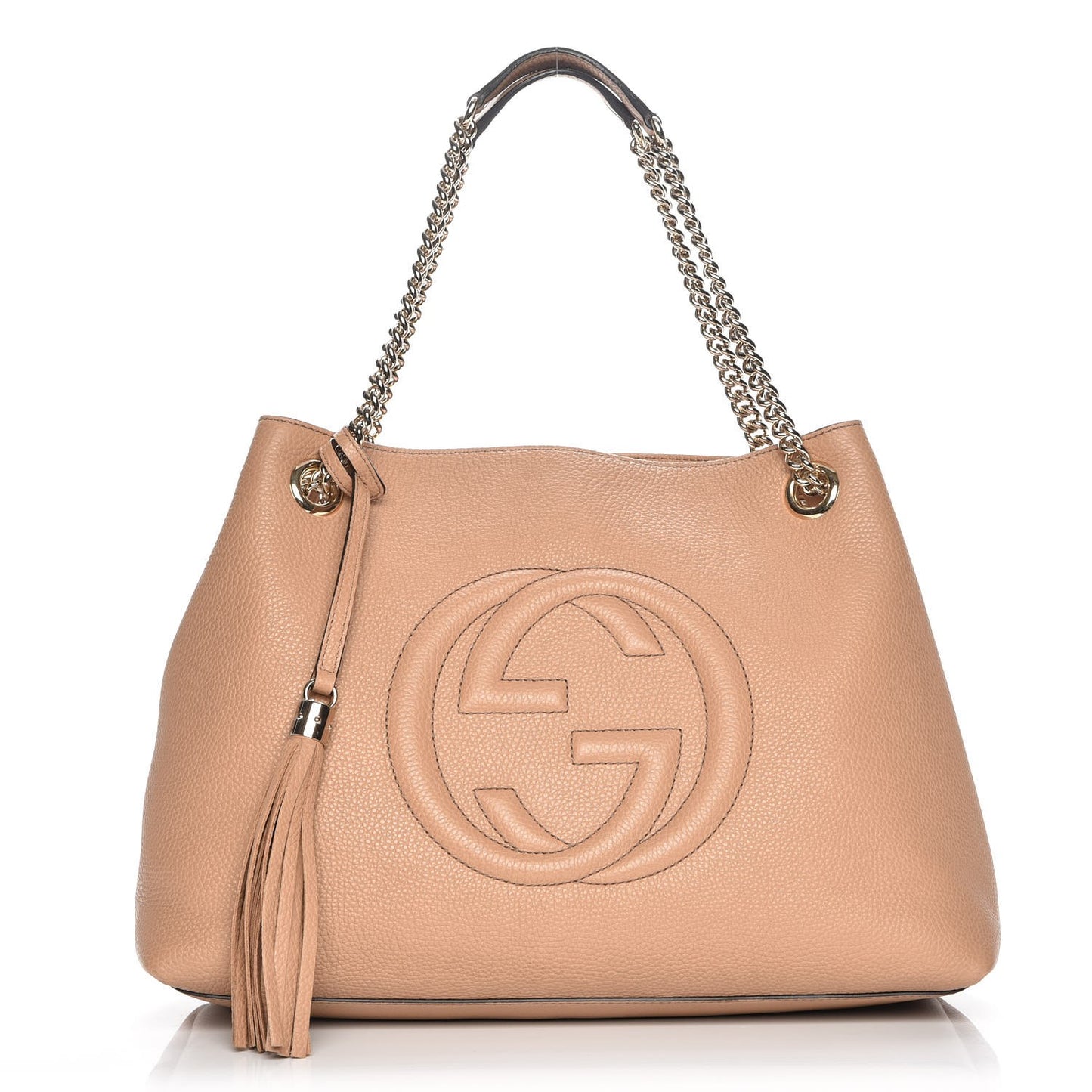 Pebbled Calfskin Medium Soho Chain Shoulder Bag Rose Beige