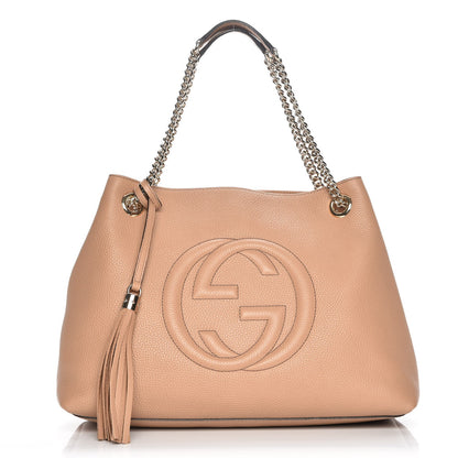Gucci Pebbled Calfskin Medium Soho Chain Shoulder Bag Rose Beige 1 of 7