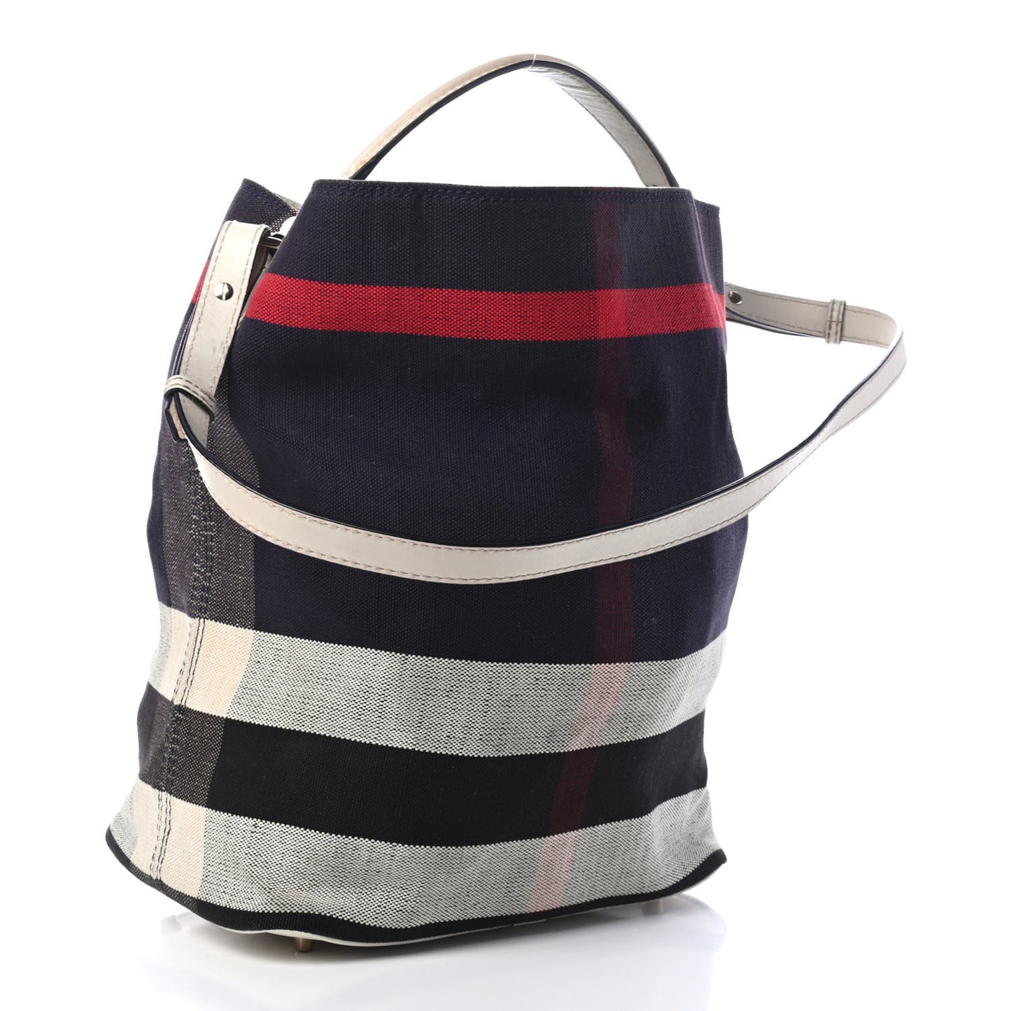 Navy Canvas Mega Check Medium Susanna Hobo White