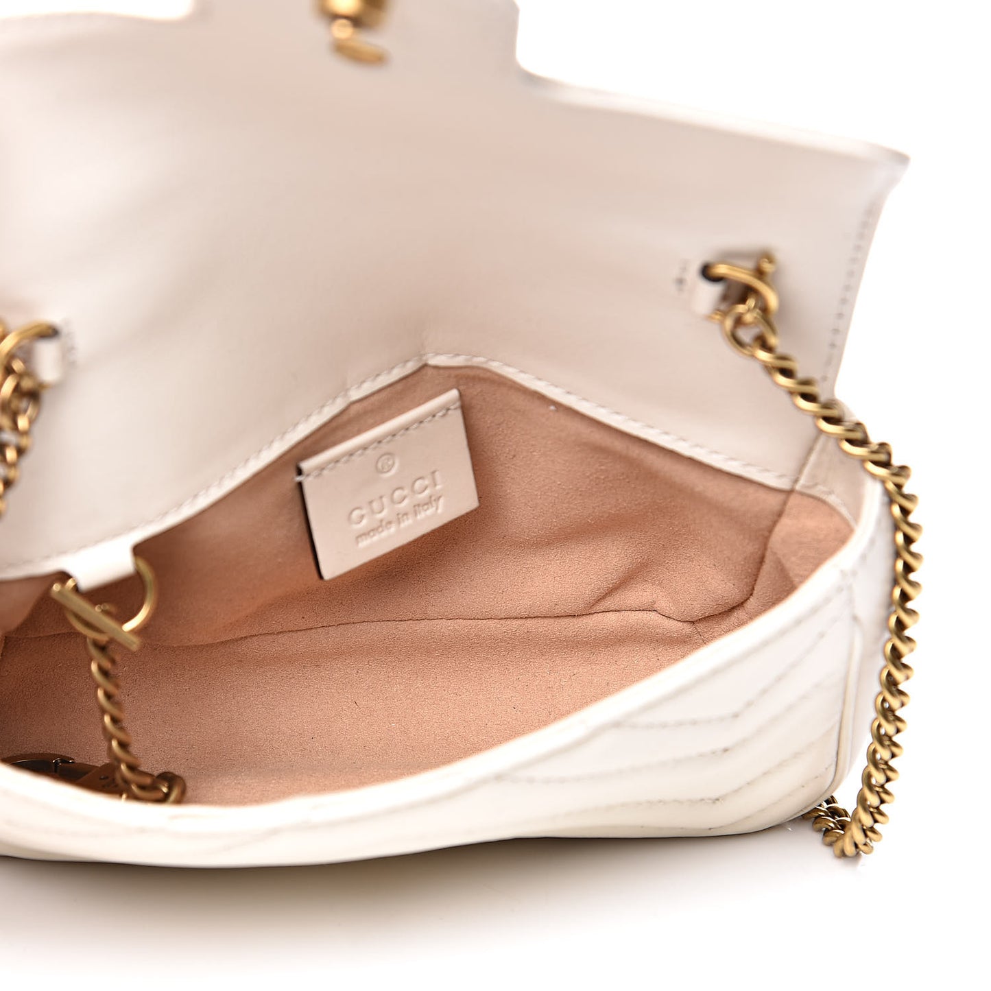 Calfskin Matelasse Super Mini GG Marmont Shoulder Bag White