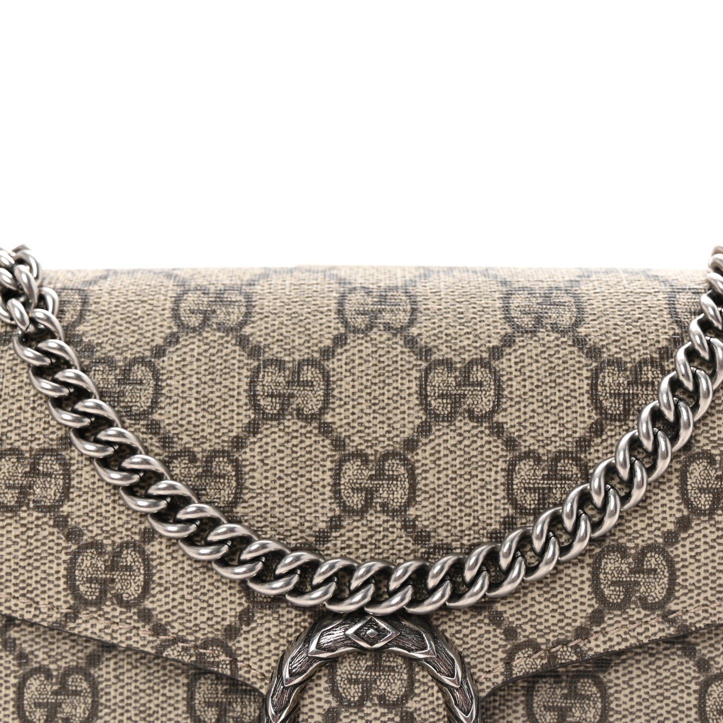 GG Supreme Monogram Mini Dionysus Chain Wallet Beige Taupe
