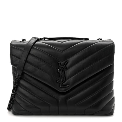 Saint Laurent Calfskin Y Quilted Monogram Monochrome Medium Loulou Chain Satchel Black 1 of 10