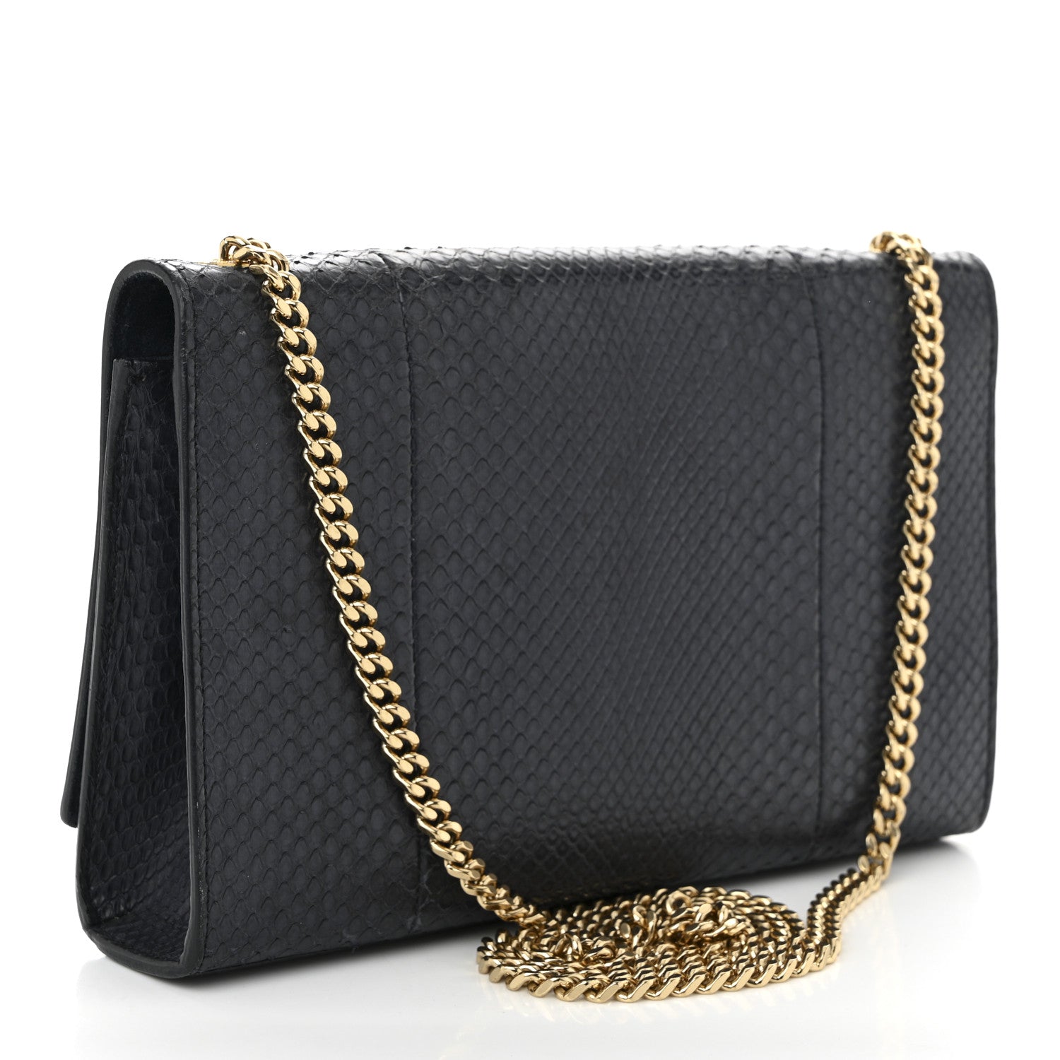 Saint Laurent Snakeskin Medium Classic Monogram Kate Tassel Satchel Marine 3 of 10