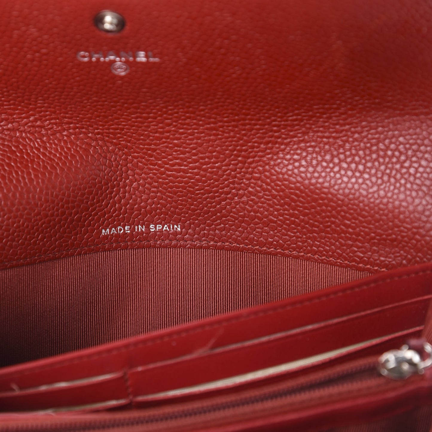 Caviar Quilted Large Gusset Flap Wallet Red