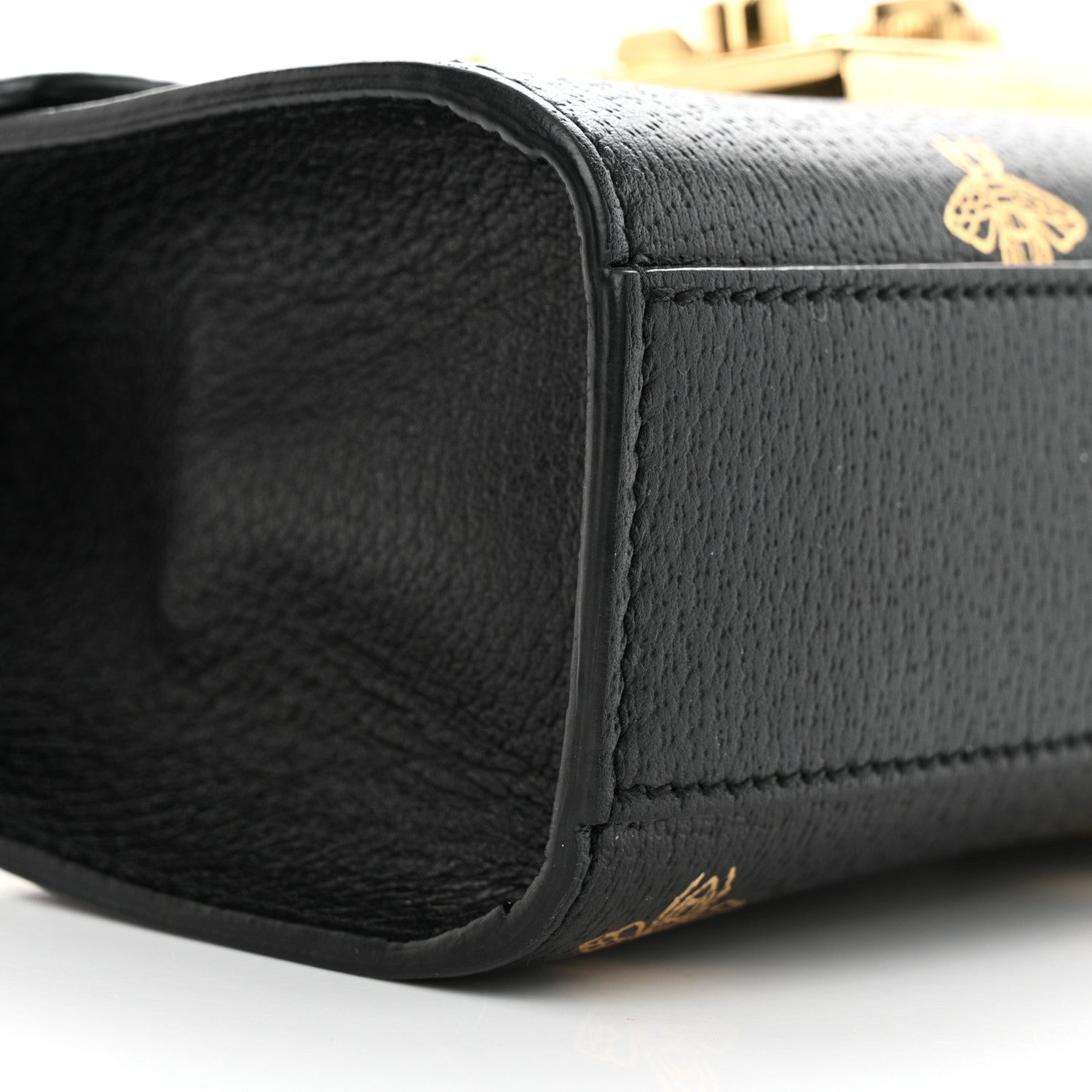 Gucci Grained Calfskin Bee Star Small Padlock Shoulder Bag Black 9 of 11