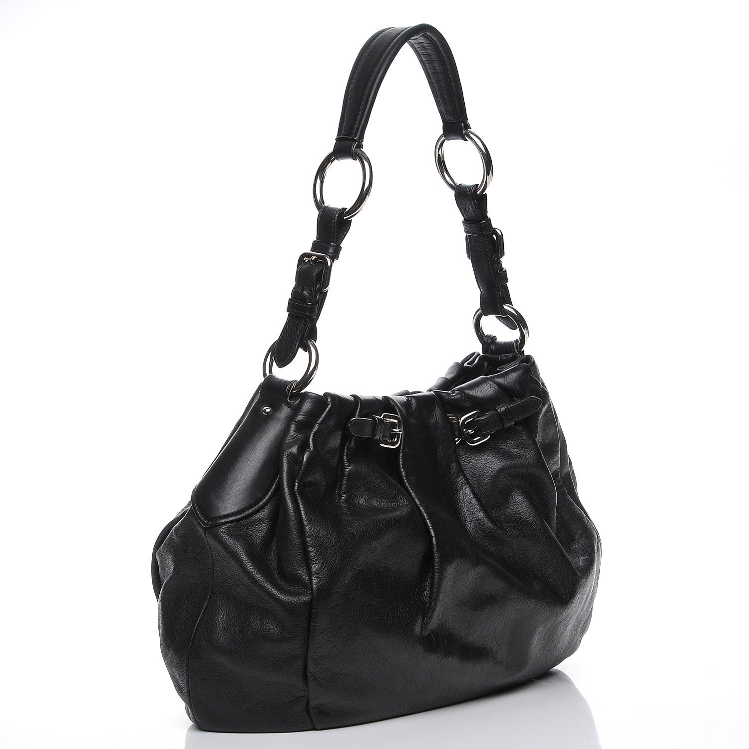 Prada Soft Calf Pleated Hobo Nero Black 6 of 13