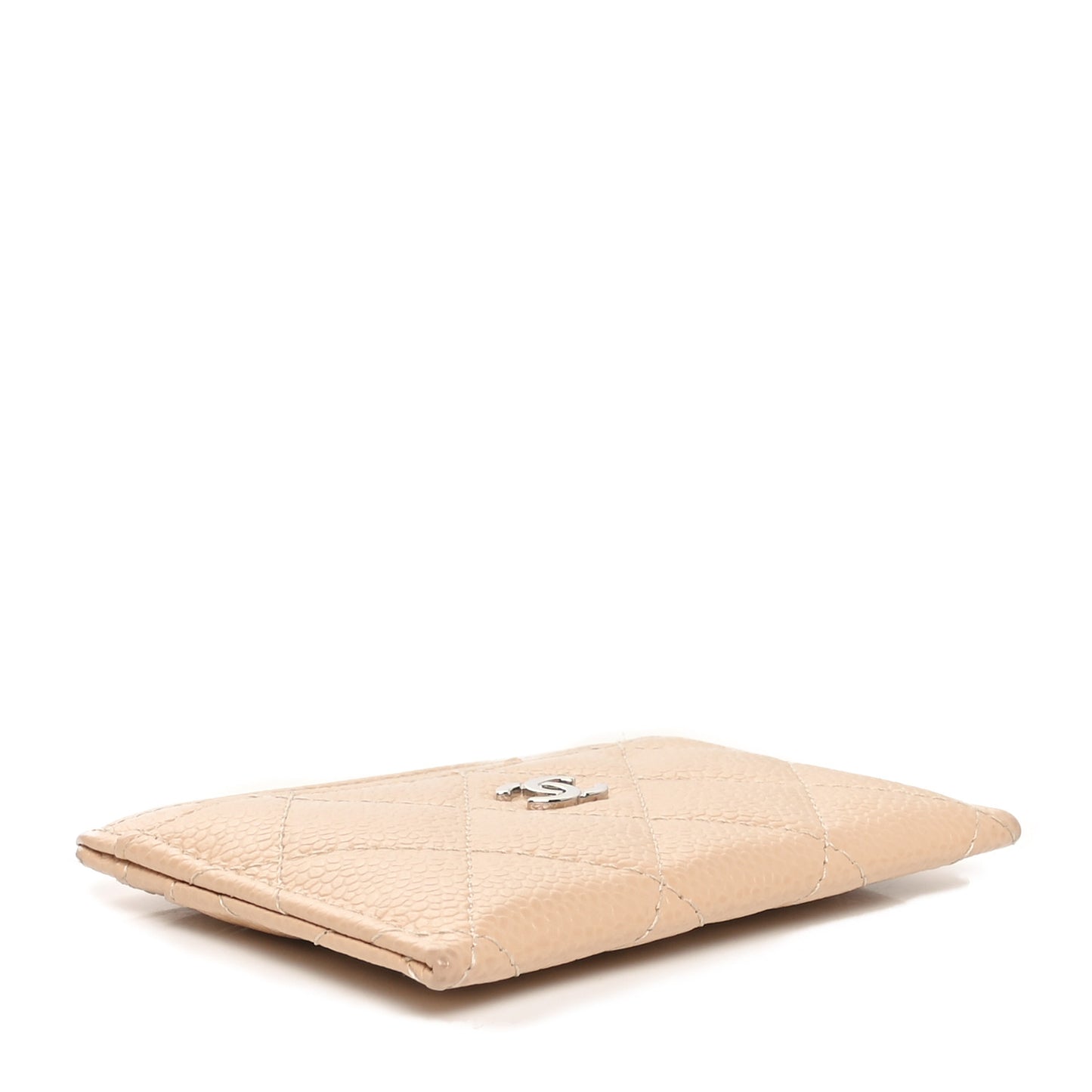 Caviar Quilted Card Holder Beige