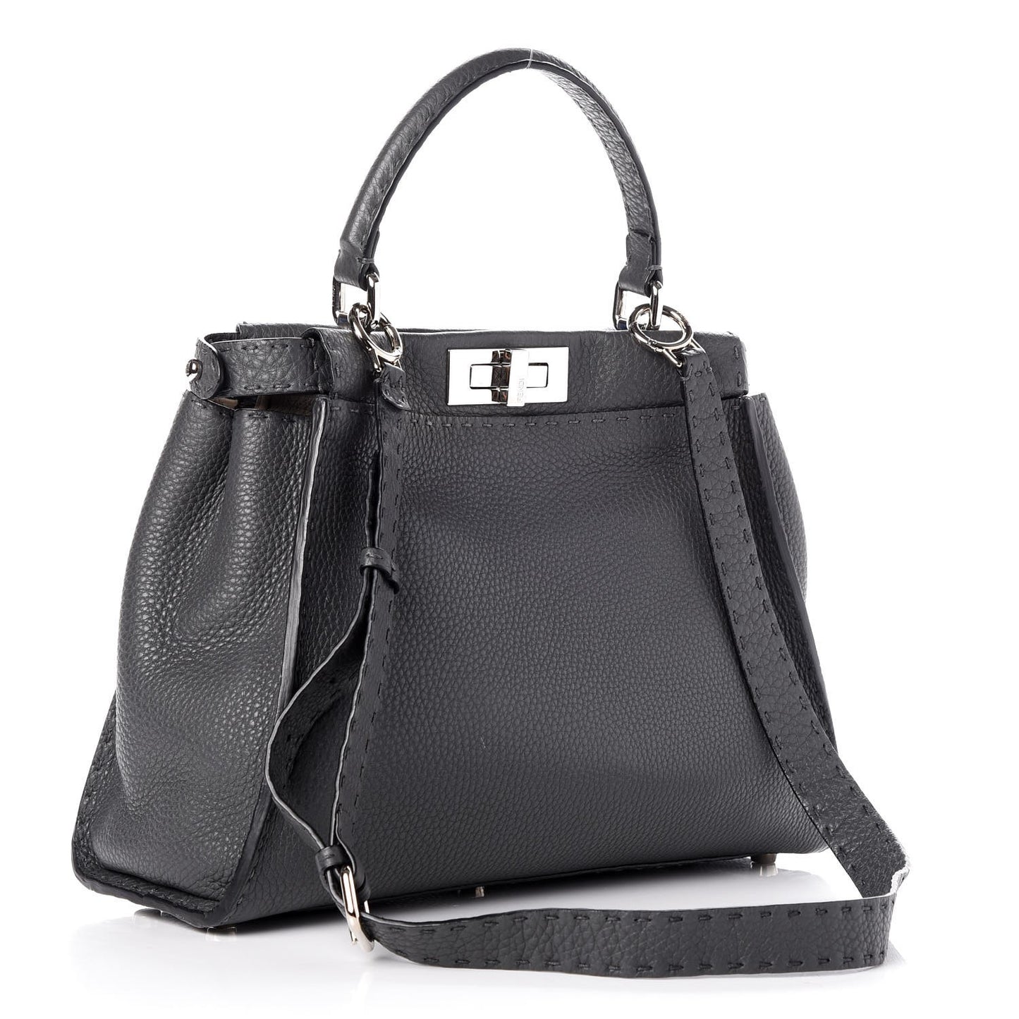 Cuoio Romano Selleria Bi-Color Medium Peekaboo Iconic Satchel Asfalto Latte