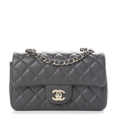 Chanel Lambskin Quilted Mini Rectangular Flap Grey 1 of 13