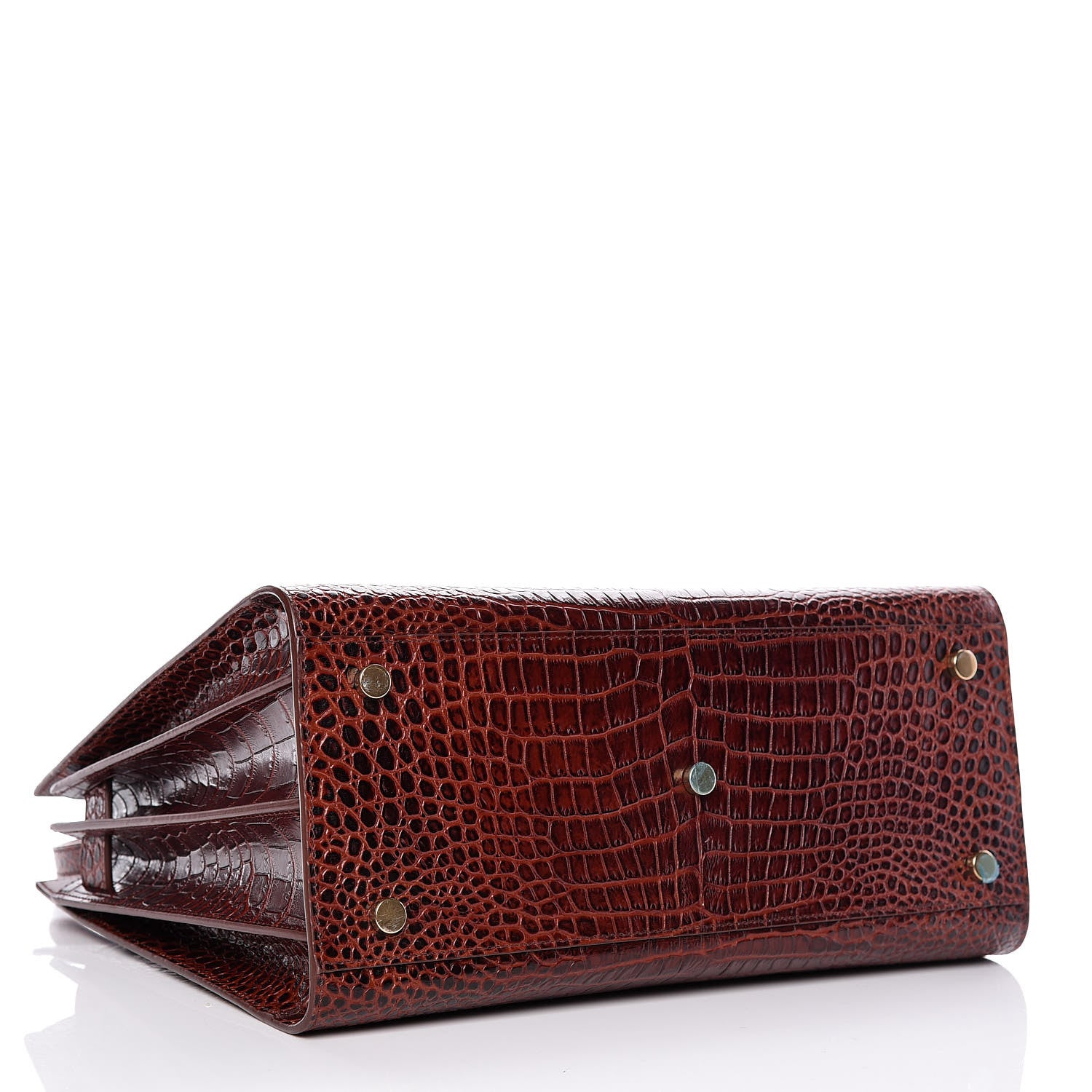 Saint Laurent Calfskin Crocodile Embossed Small Sac de Jour Dark Blood 5 of 10