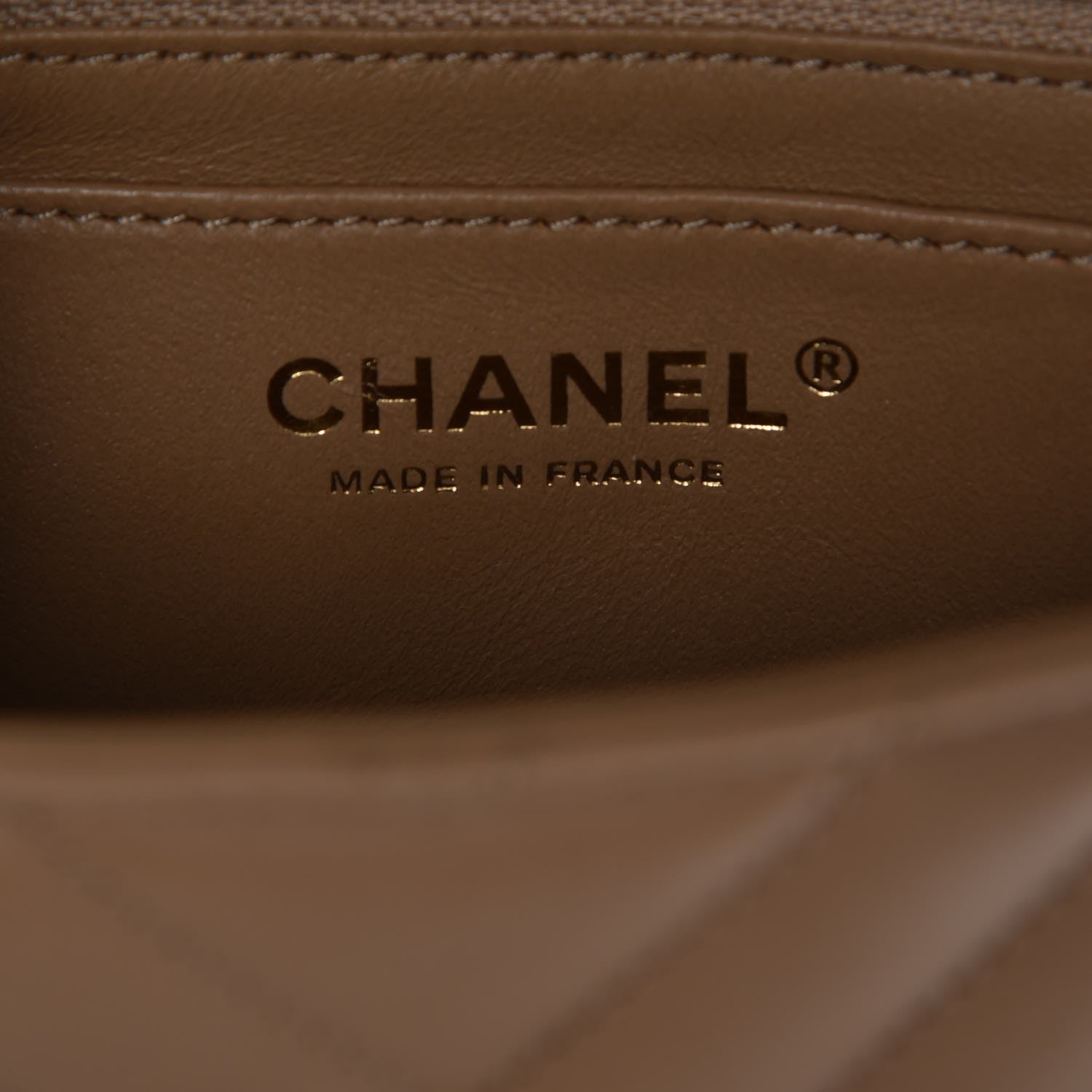 Chanel Calfskin Chevron Quilted Mini Rectangular Flap Dark Beige 6 of 8
