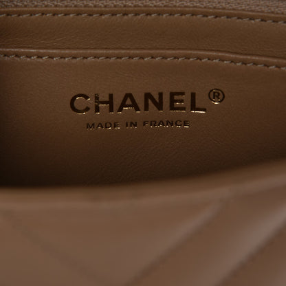 Chanel Calfskin Chevron Quilted Mini Rectangular Flap Dark Beige 6 of 8