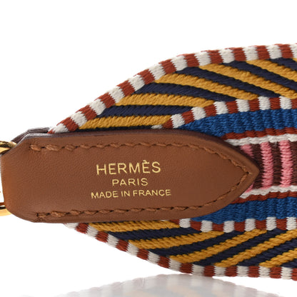 Hermes Toile Swift 50mm Sangle Cavale Shoulder Strap Ambre Rose D'Ete Gold 4 of 6