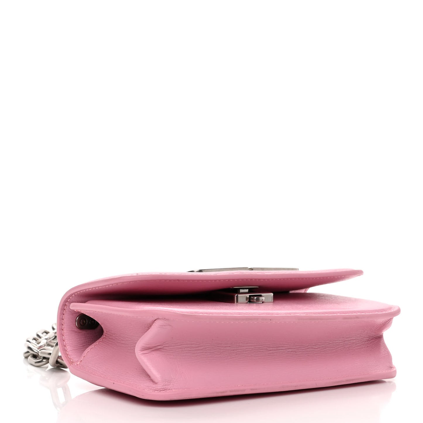 Calfskin Stripe Embossed Gossip Chain Bag XS Candy Pink