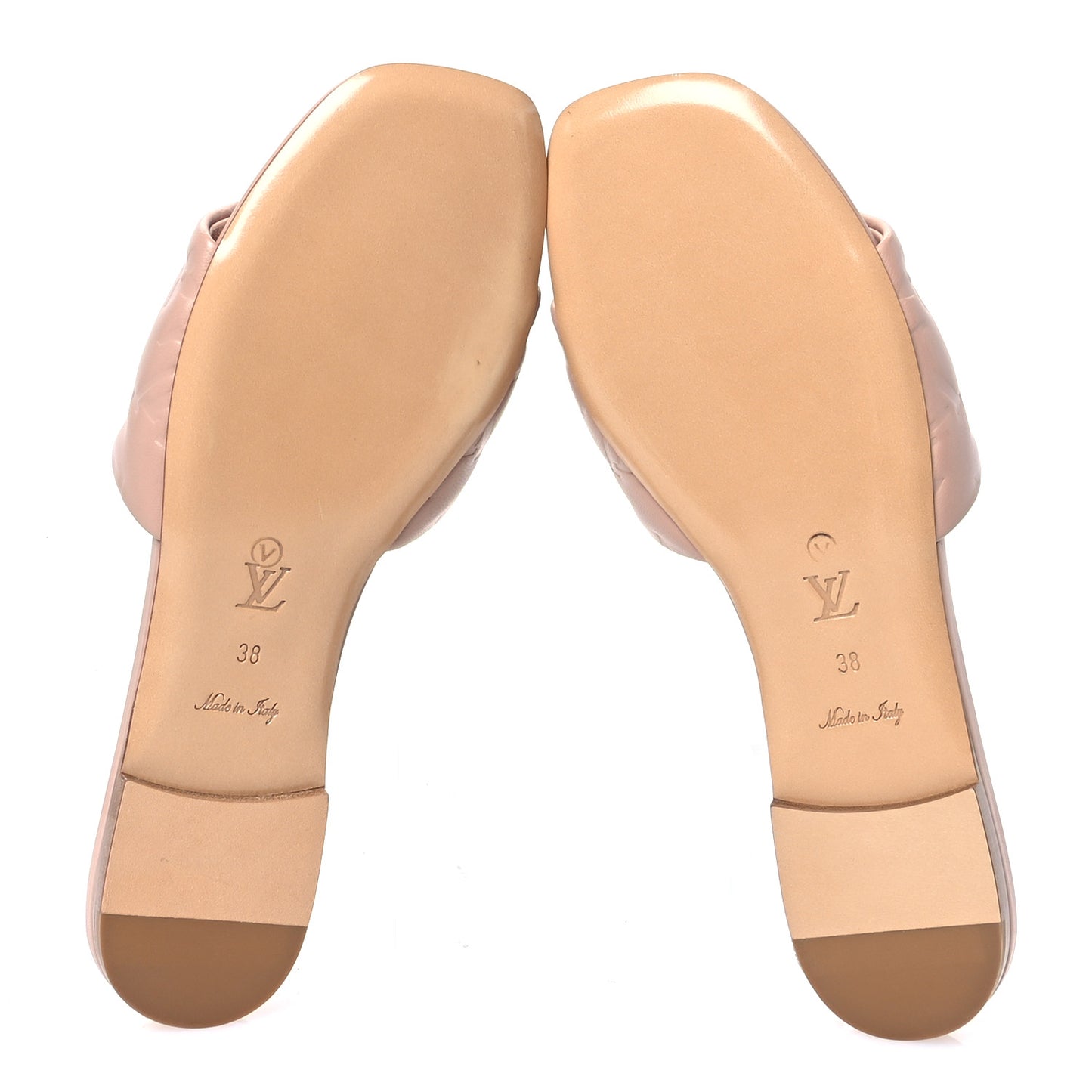 Lambskin Embossed Monogram Revival Flat Mules 38 Beige