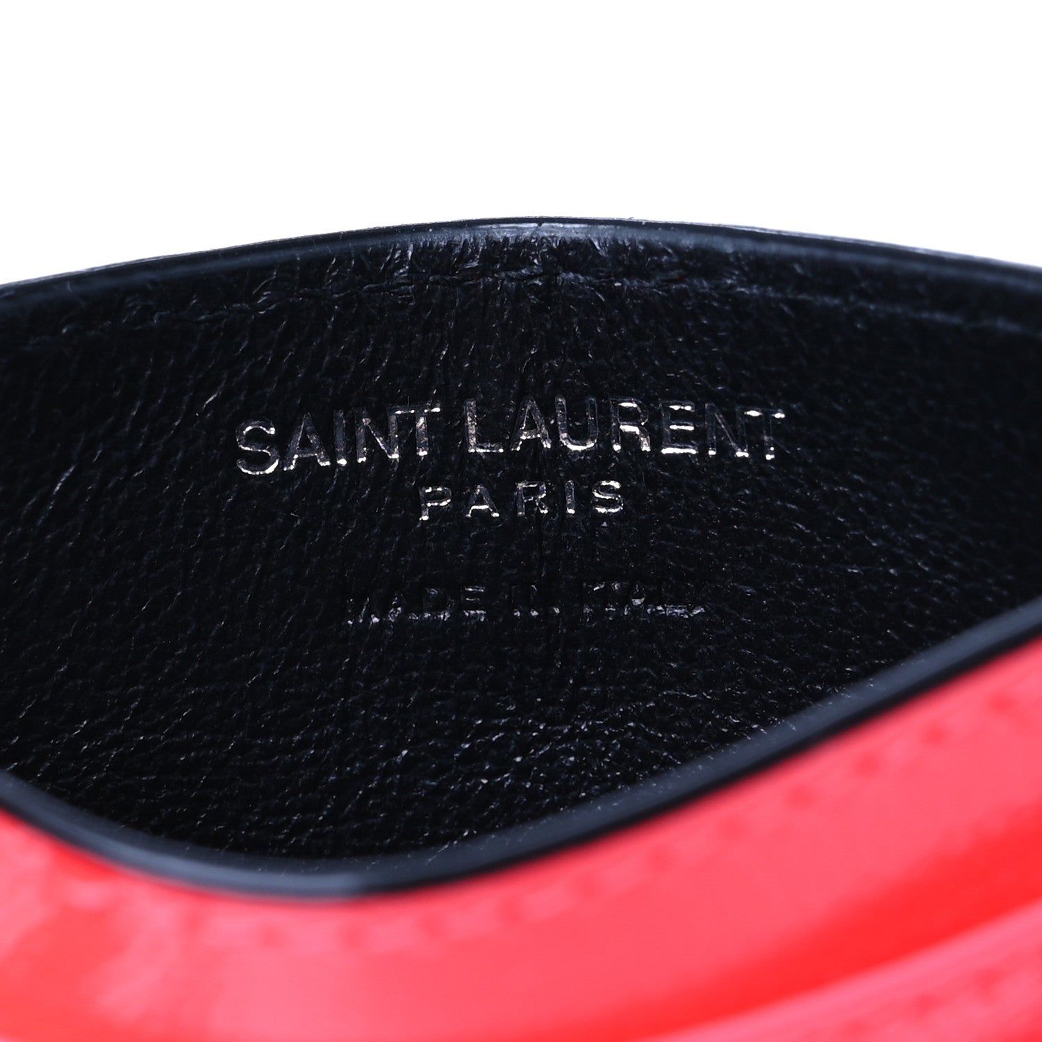 Saint Laurent Patent Grain De Poudre Matelasse Chevron Monogram Credit Card Case Neon Pink 6 of 9