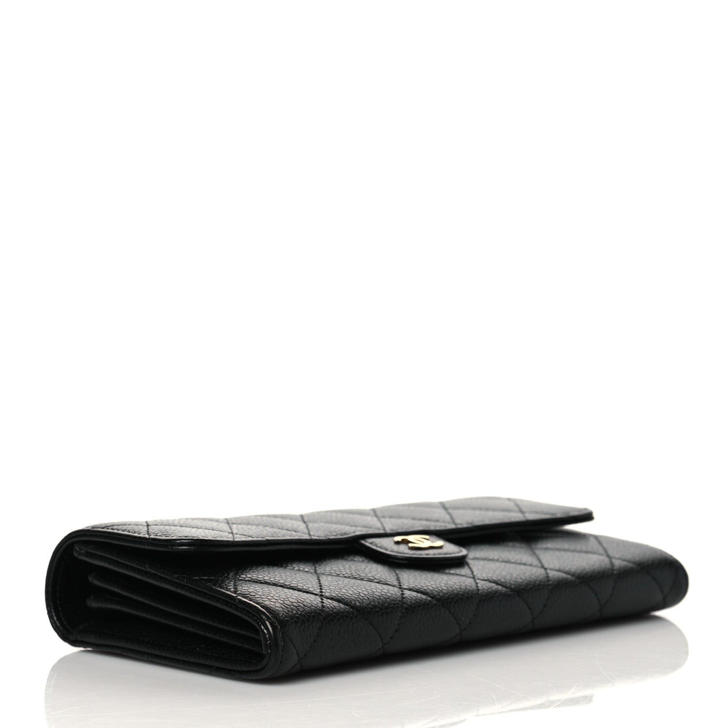 Chanel Caviar Quilted Large Gusset Flap Wallet Black 4 of 12