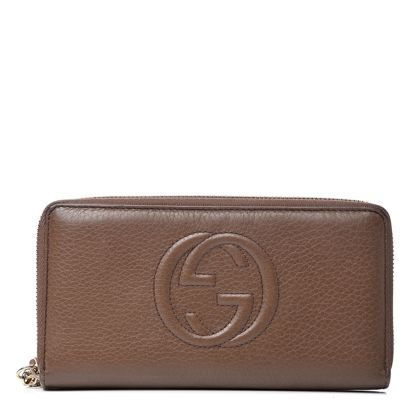 Pebbled Calfskin Soho Zip Around Wallet Brown