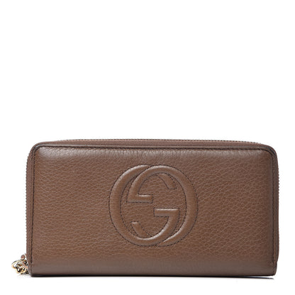 Gucci Pebbled Calfskin Soho Zip Around Wallet Brown 1 of 12