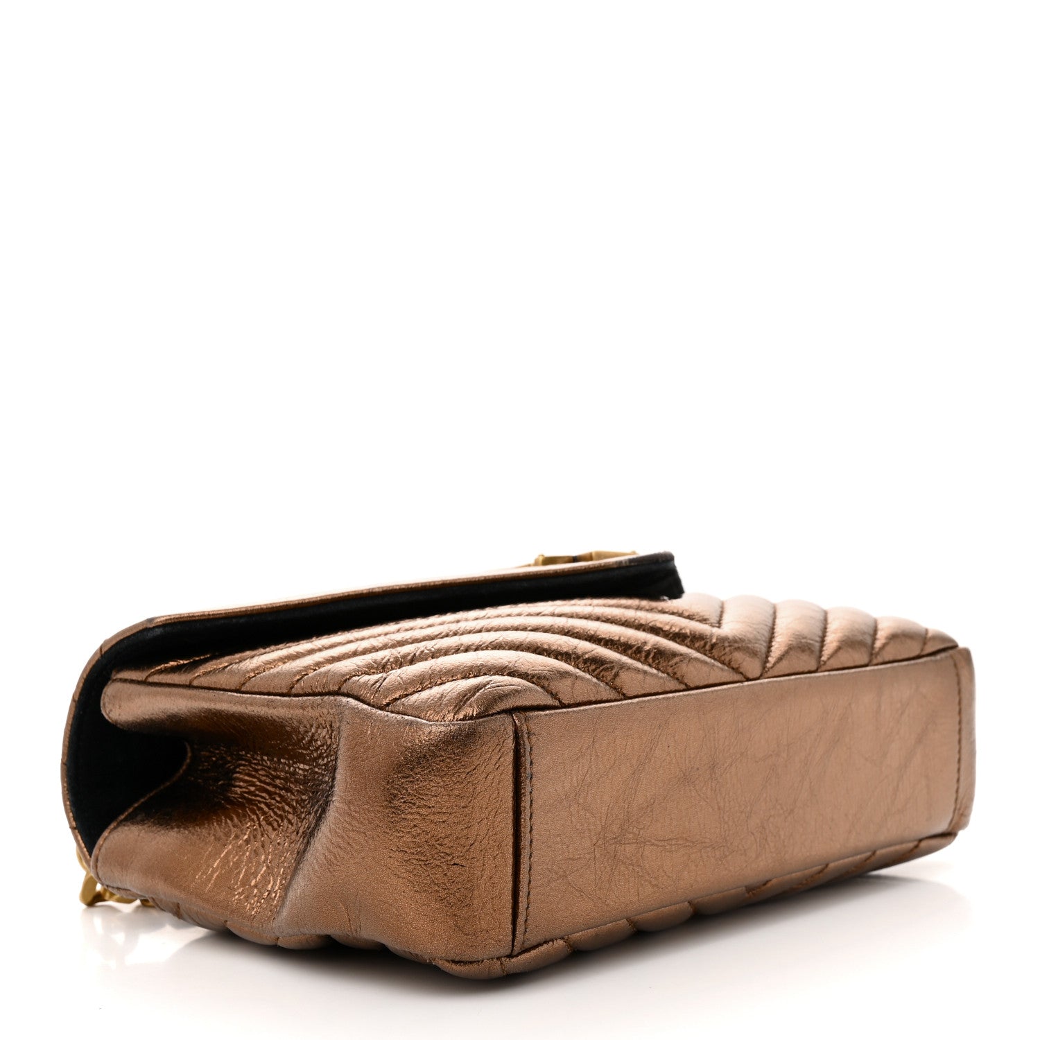 Saint Laurent Metallic Calfskin Matelasse Chevron Monogram Medium College Bag Bronze 4 of 14