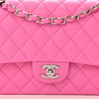 Chanel Lambskin Quilted Medium Double Flap Neon Pink 8 of 10