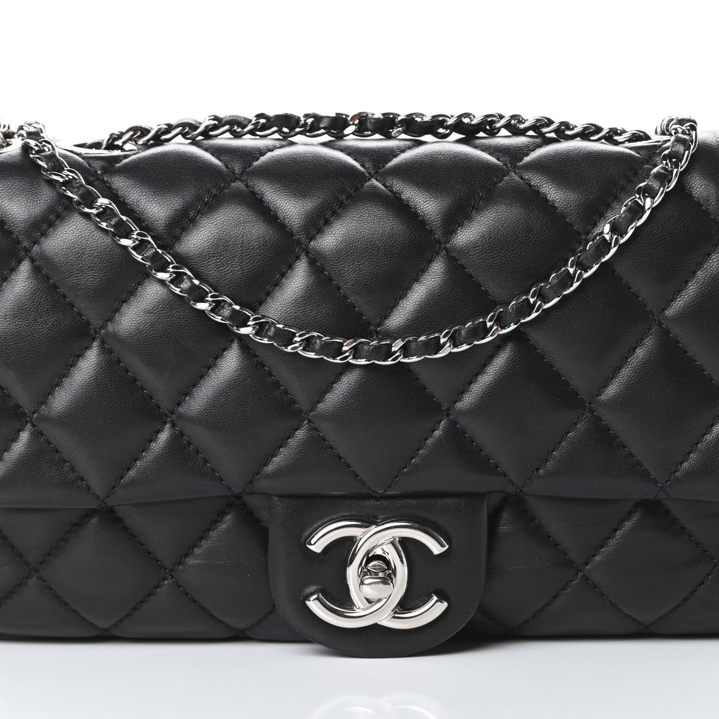 Lambskin Quilted Medium Coco Rain Flap Black