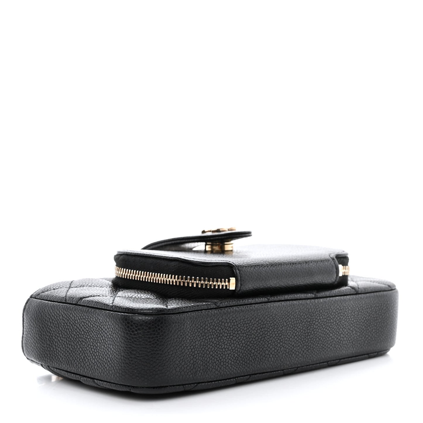 Caviar Quilted Business Affinity Phone Holder With Chain Black