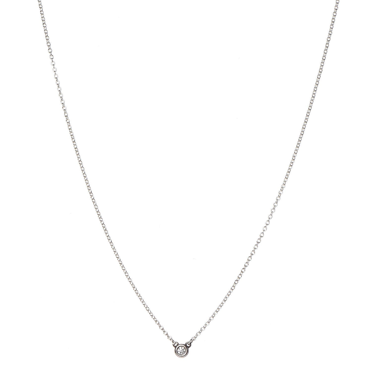 Tiffany Sterling Silver Diamond .03ct Elsa Peretti Diamonds by the Yard Pendant Necklace 1 of 9
