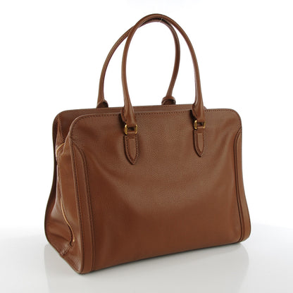 Alexander McQueen Pebbled Calfskin Large Skull Padlock Zip Around Tote Cognac 3 of 7