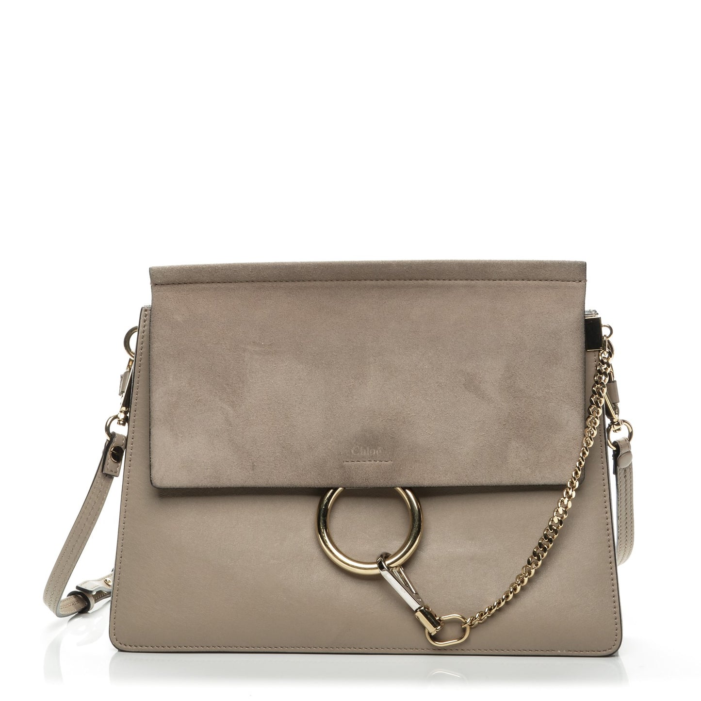 Calfskin Suede Medium Faye Shoulder Bag Motty Grey