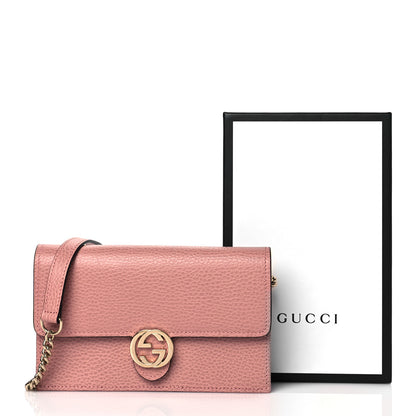 Gucci Dollar Calfskin Interlocking G Chain Wallet Soft Pink 10 of 10