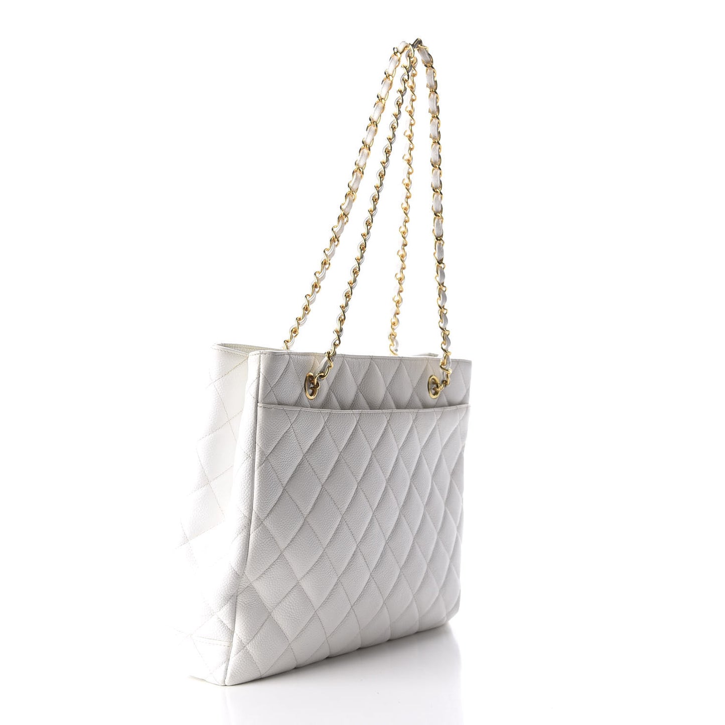 Caviar Quilted Shopper Tote White