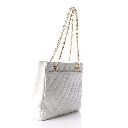 Chanel Caviar Quilted Shopper Tote White 3 of 10