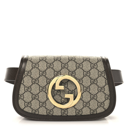 Gucci GG Supreme Monogram Textured Dollar Calfskin Blondie Belt Bag 80 32 Beige Ebony New Acero 1 of 12