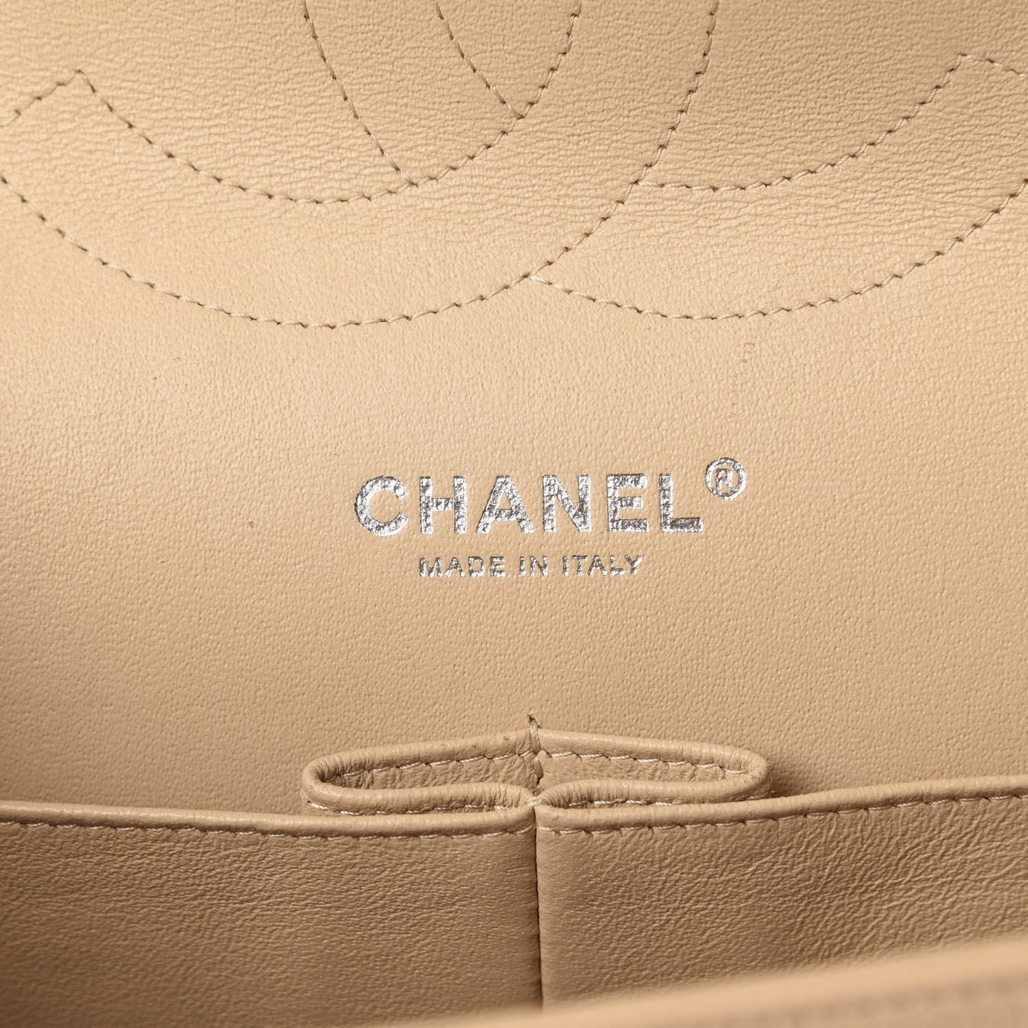 Caviar Quilted Jumbo Double Flap Light Beige