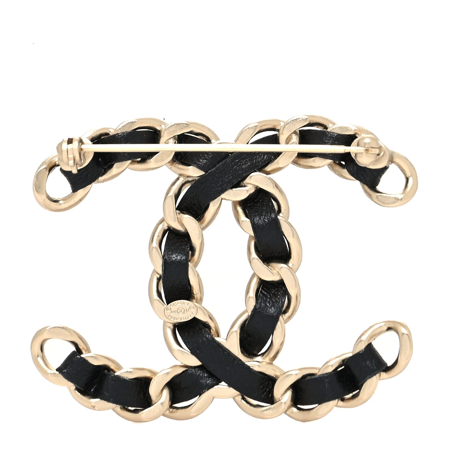 Chanel Lambskin Chain CC Brooch Black Gold 3 of 4