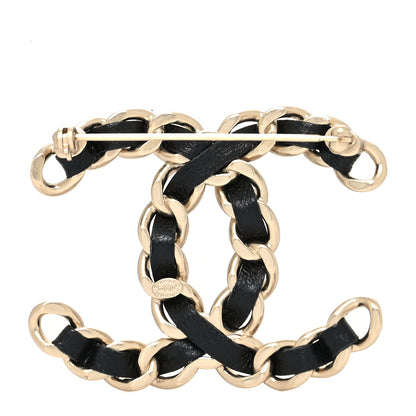 Chanel Lambskin Chain CC Brooch Black Gold 3 of 4