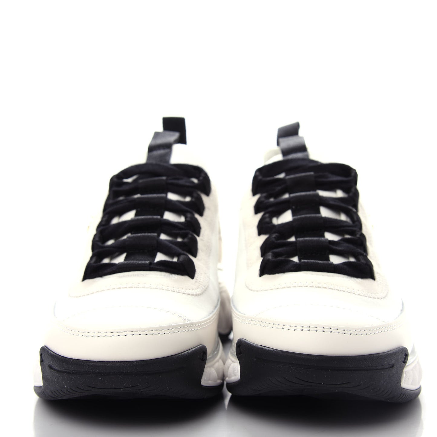 Velvet Calfskin Mixed Fibers CC Sneakers 37 Ivory Black