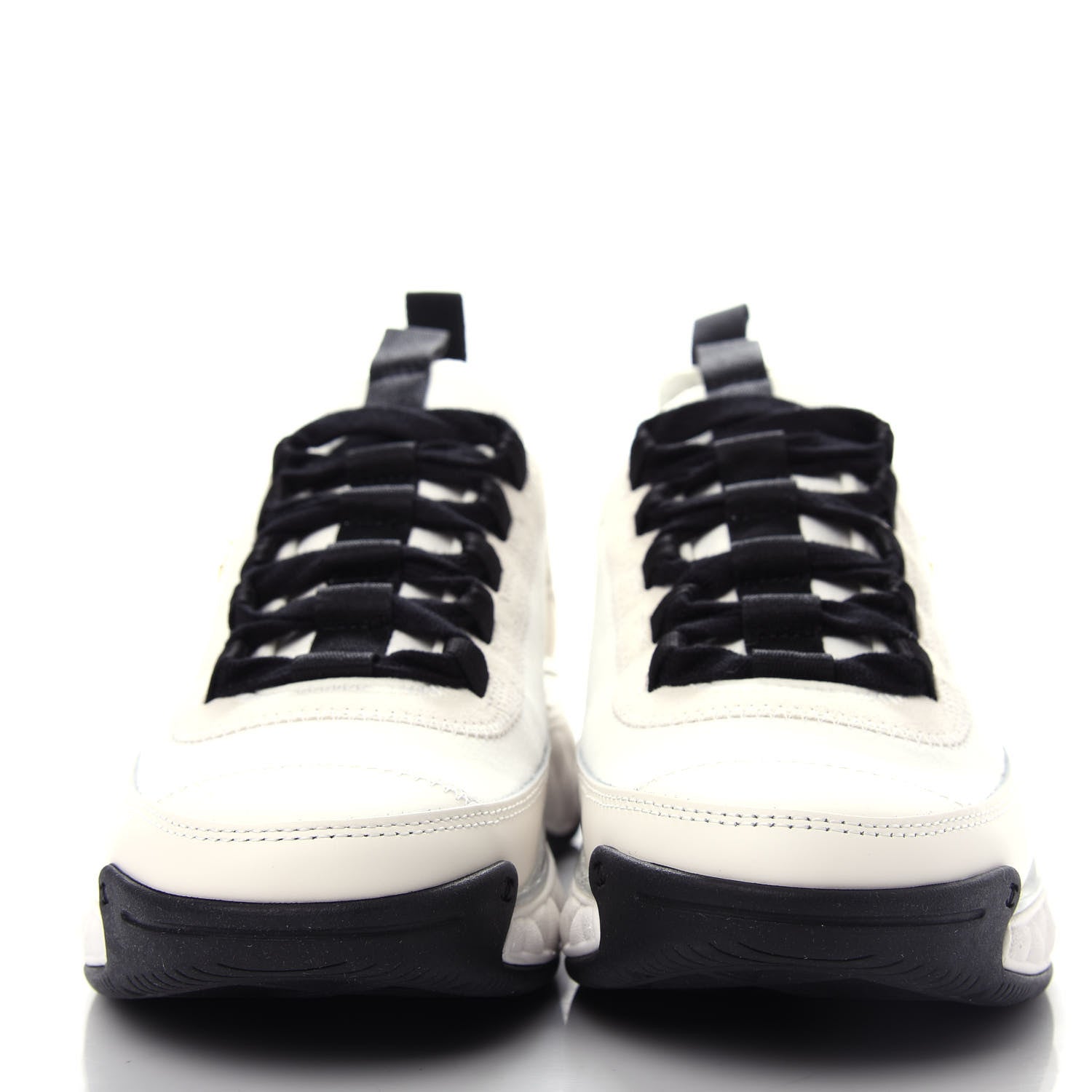 Chanel Velvet Calfskin Mixed Fibers CC Sneakers 37 Ivory Black 2 of 11