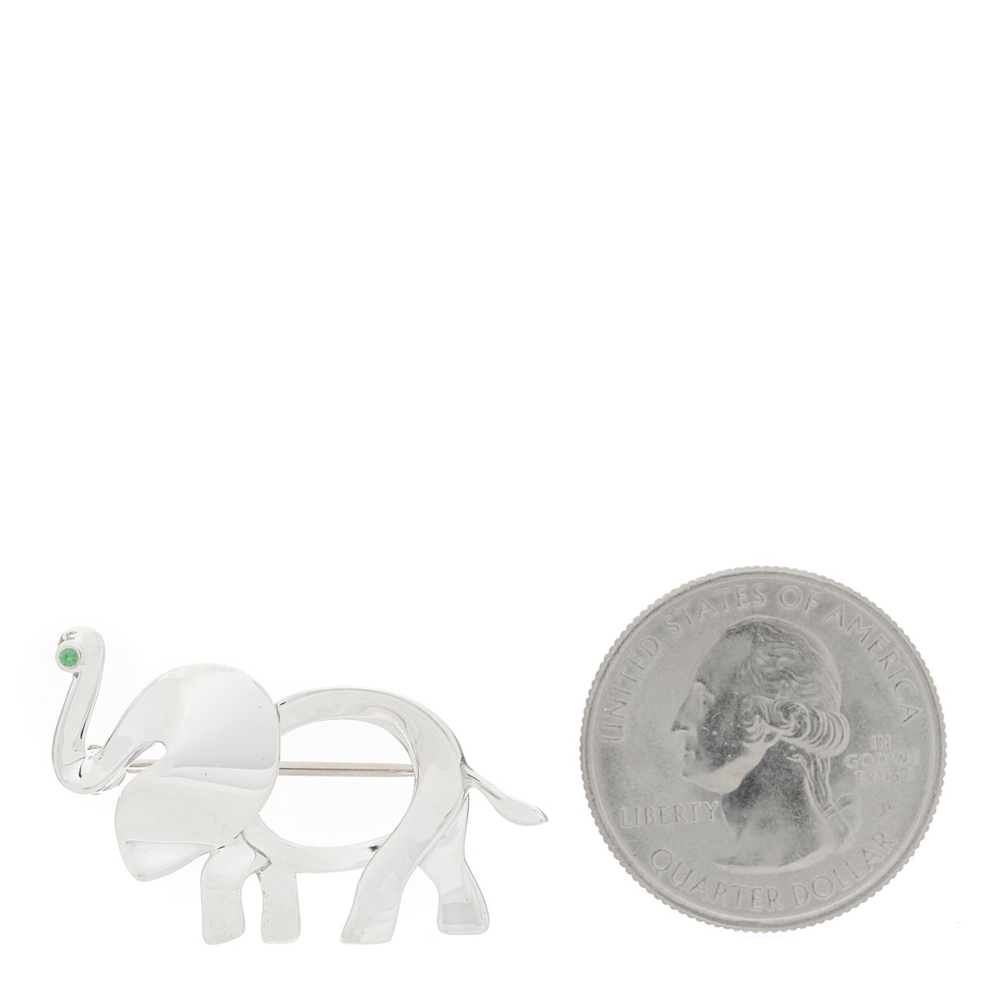 Sterling Silver Tsavorite Save the Wild Elephant Brooch