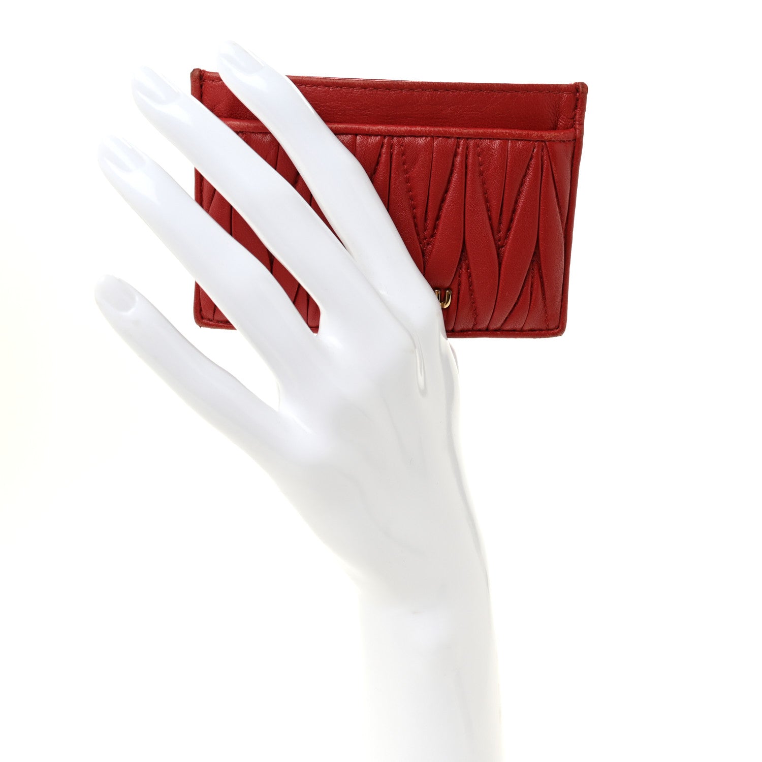 Miu Miu Nappa Matelasse Card Holder Rosso 2 of 7