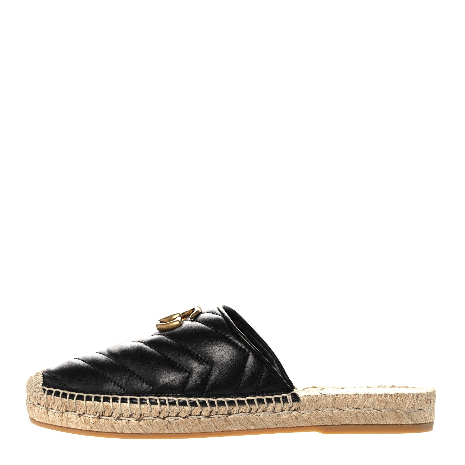 Gucci Nappa Matelasse GG Marmont Espadrille Slippers 38 Black 1 of 9