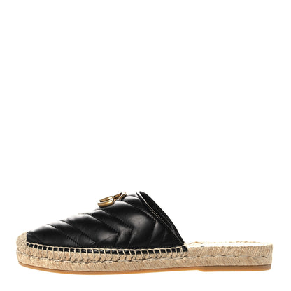 Gucci Nappa Matelasse GG Marmont Espadrille Slippers 38 Black 1 of 9