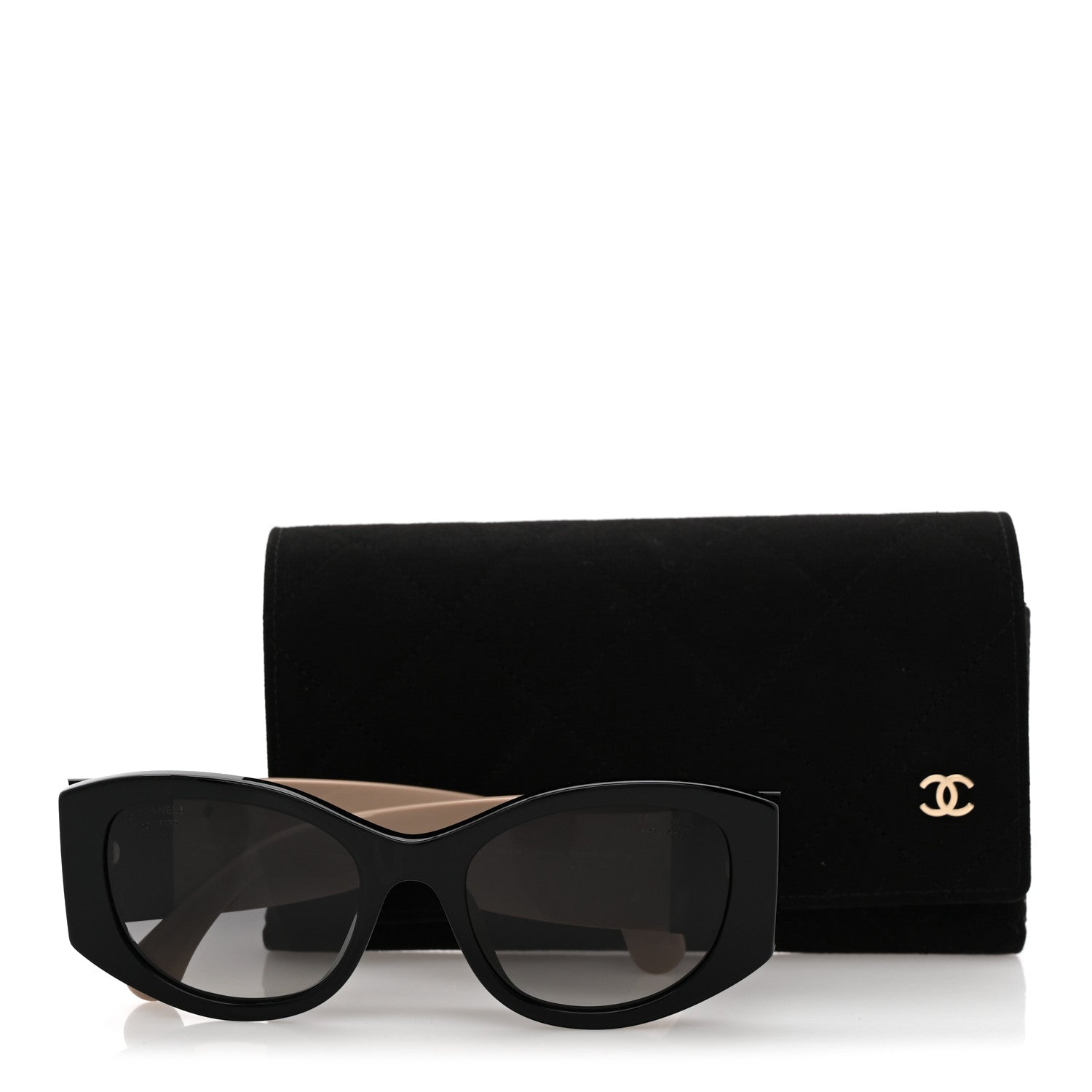 Chanel Acetate Polarized Rectangle Sunglasses 5524-A Black Beige 8 of 8