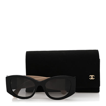 Chanel Acetate Polarized Rectangle Sunglasses 5524-A Black Beige 8 of 8