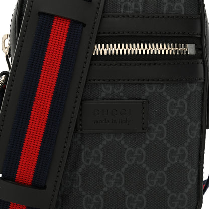 Gucci GG Supreme Monogram Appia Calfskin Web Small Camera Messenger Bag Black Grey 8 of 10