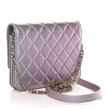 Chanel Iridescent Lambskin Quilted Reissue 2.55 Square Wallet On Chain WOC Light Purple 3 of 11