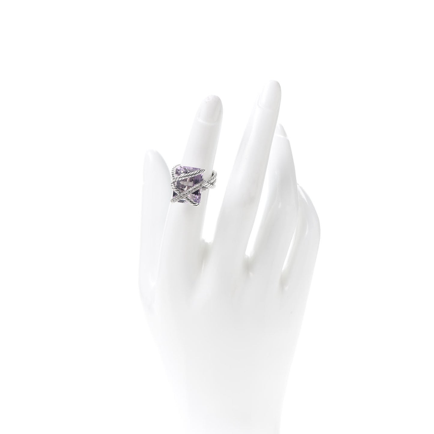 Sterling Sterling Silver Diamond Lavender Amethyst 16mm Cable Wrap Ring 49 4.75